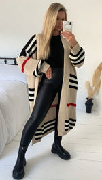 Striped Open Chunky Knitted Cardigan - Dressmedolly