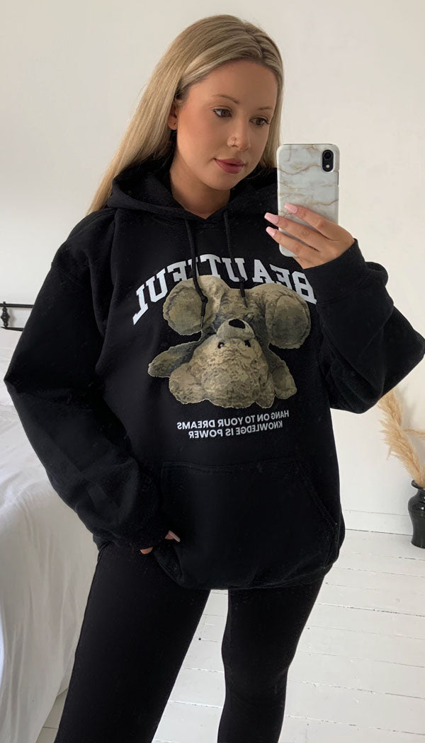 Oversized BEAUTIFUL Teddy Hoodie - Dressmedolly