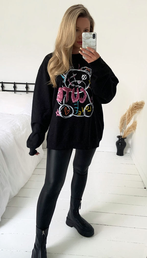 Oversized Graphic Teddy SWEATER - Dressmedolly